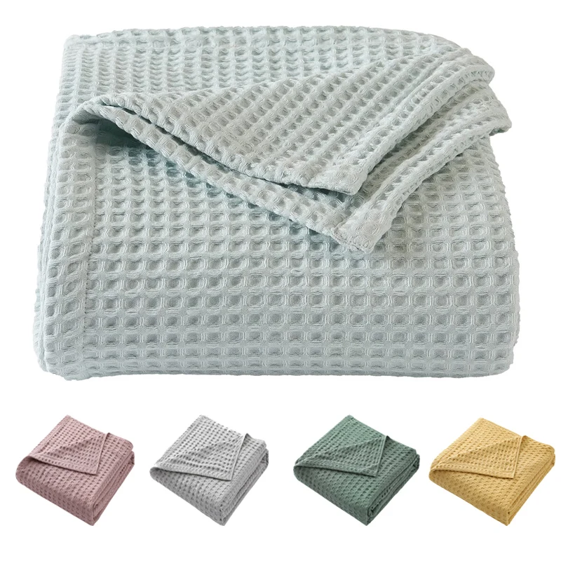 Cashmere Throw Blanket - Premium Pure Cotton Waffle Weave Thermal