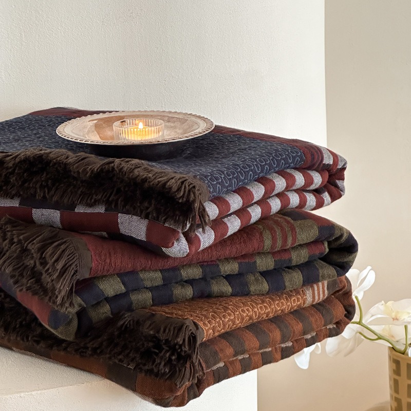 Cashmere Throw Blanket - Cozy Vintage Throw Blanket: 100% Cotton