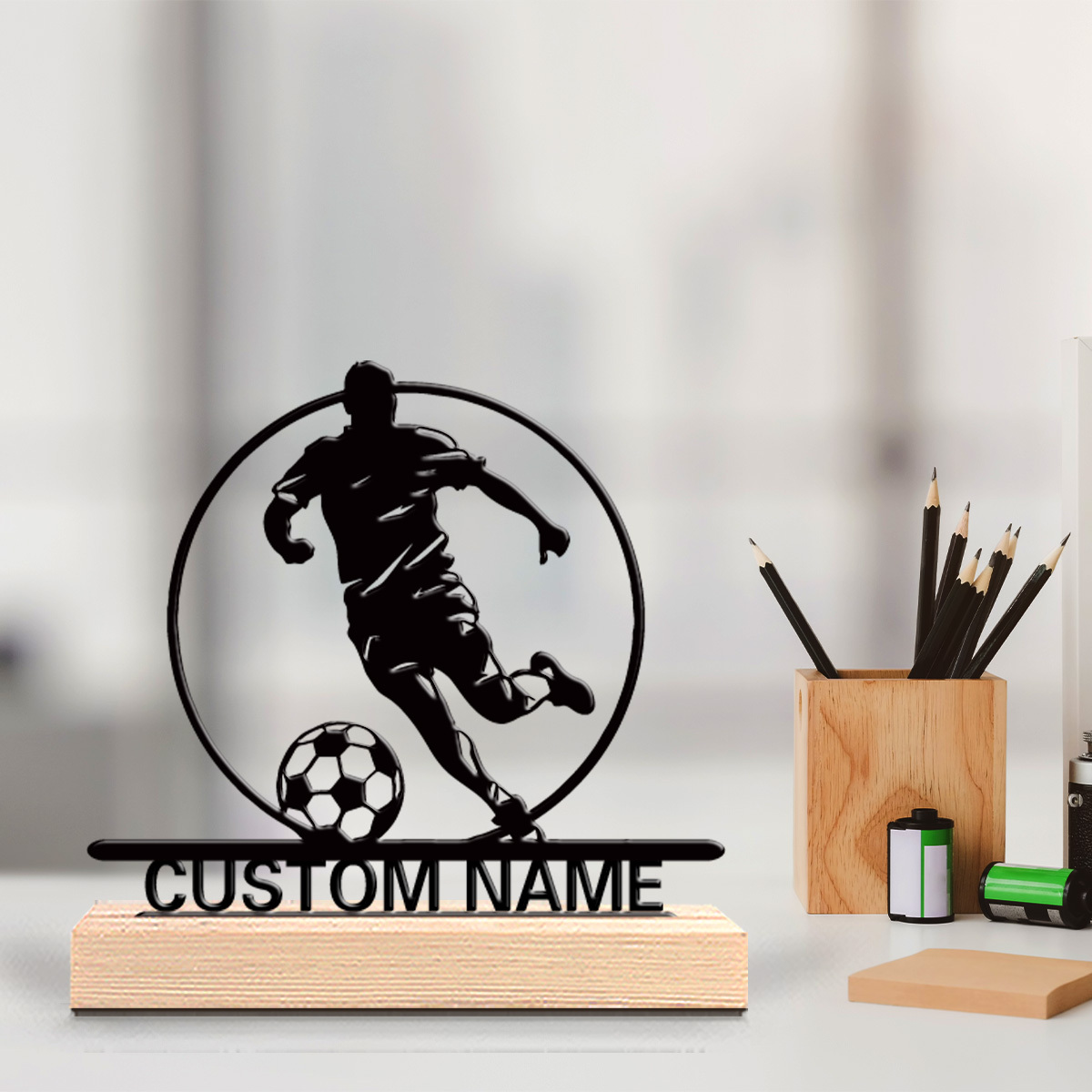 Personalized Engraved Gift - Custom Soccer Player Metal Statue with