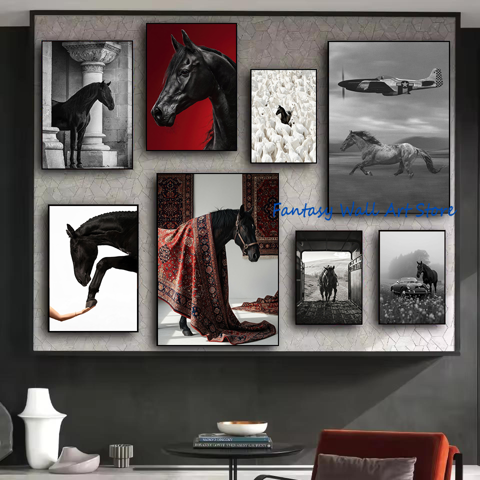 Luxury Lifestyle Photos - Black Horse Photos Vintage Luxury Wall