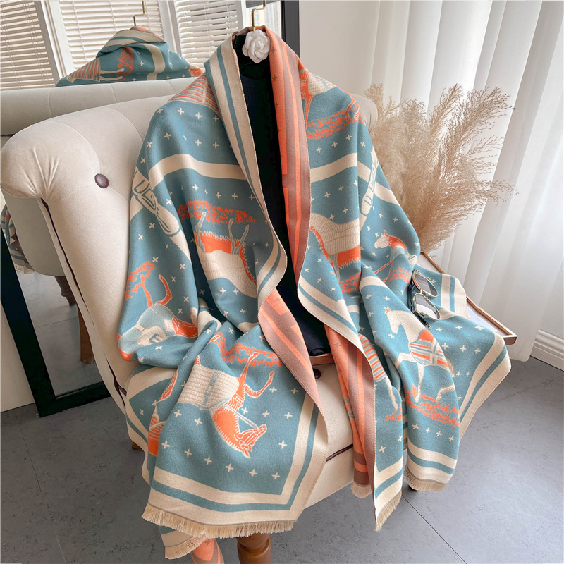 Luxury Horse Print Thick Cashm - огляд і ціна Cashmere Throw Blanket