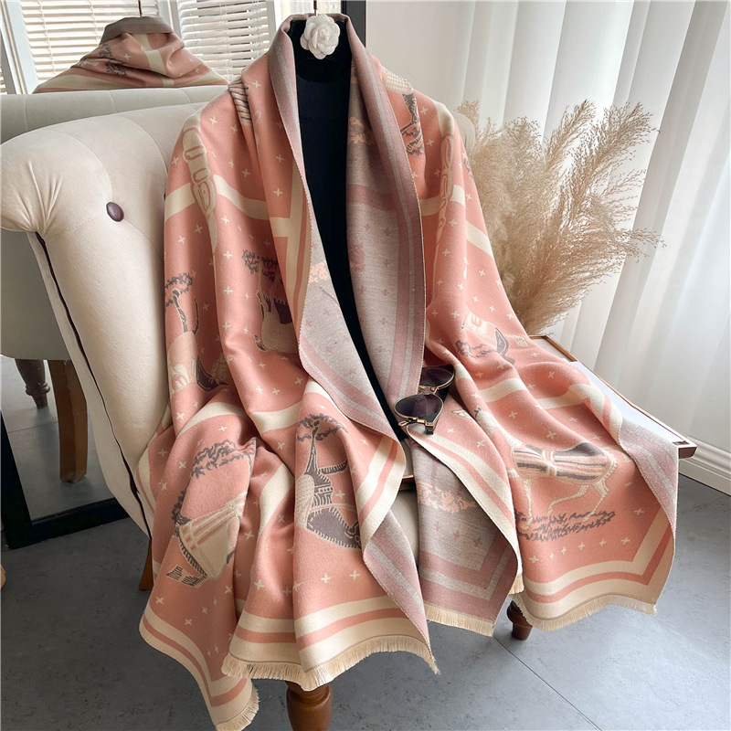 Luxury Horse Print Thick Cashm - огляд і ціна Cashmere Throw Blanket