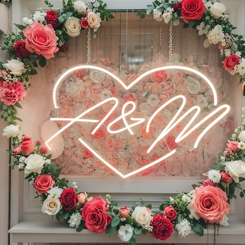 Custom Initials Heart LED Neon - огляд і ціна Personalized Engraved Gift