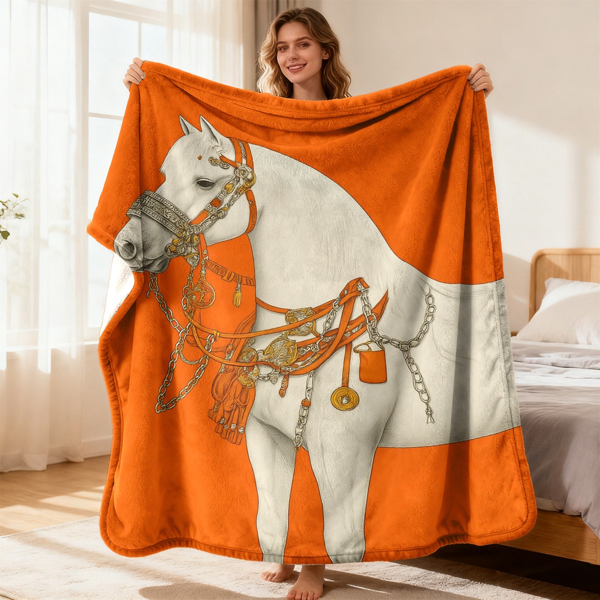 White Horse Fleece Blanket Equ - огляд і ціна Cashmere Throw Blanket
